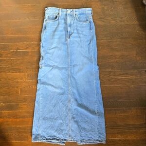 COS light wash denim maxi skirt cotton lyocell blend sz US 2